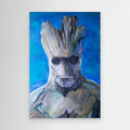 Colorful Canvas Wall Art featuring GROOT character by Nancy Elks Artist, vibrant print on stretched canvas with no frame.