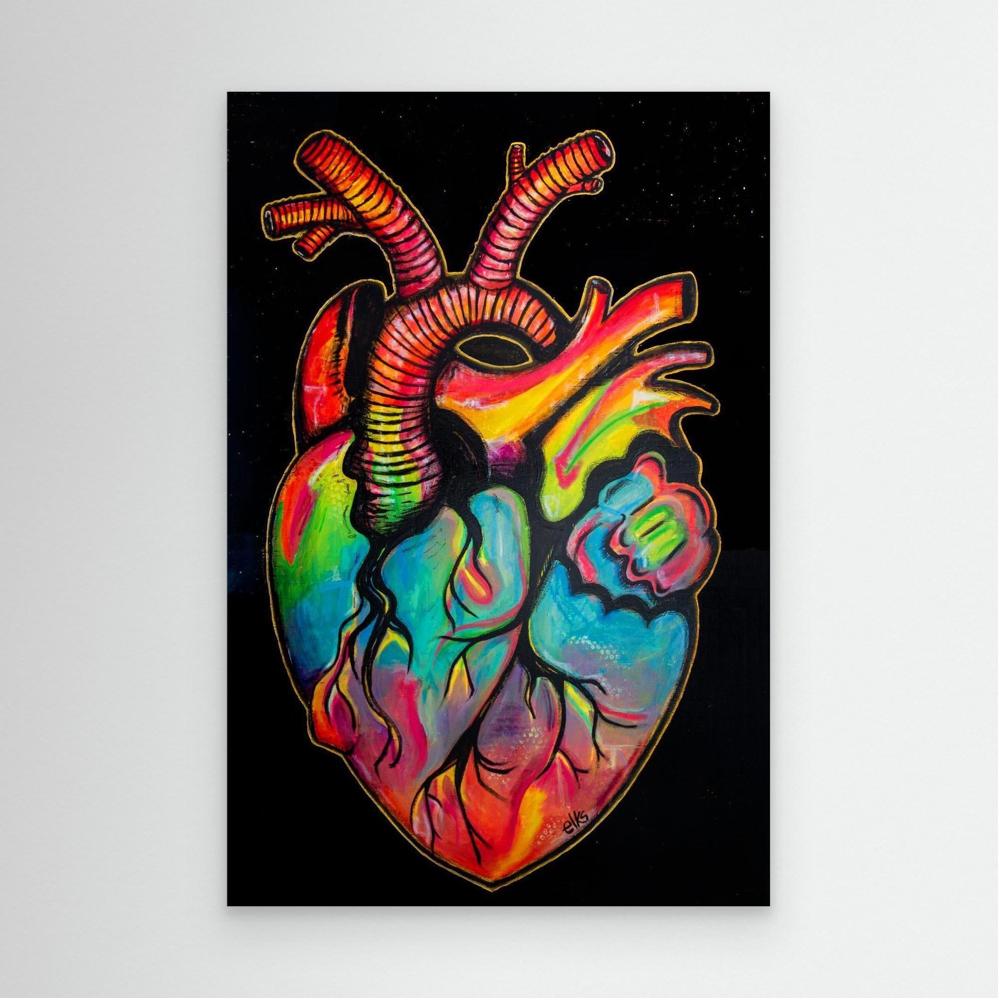 Canvas Art Print - MY RAINBOW BEATING HEART - Nancy Elks Artist