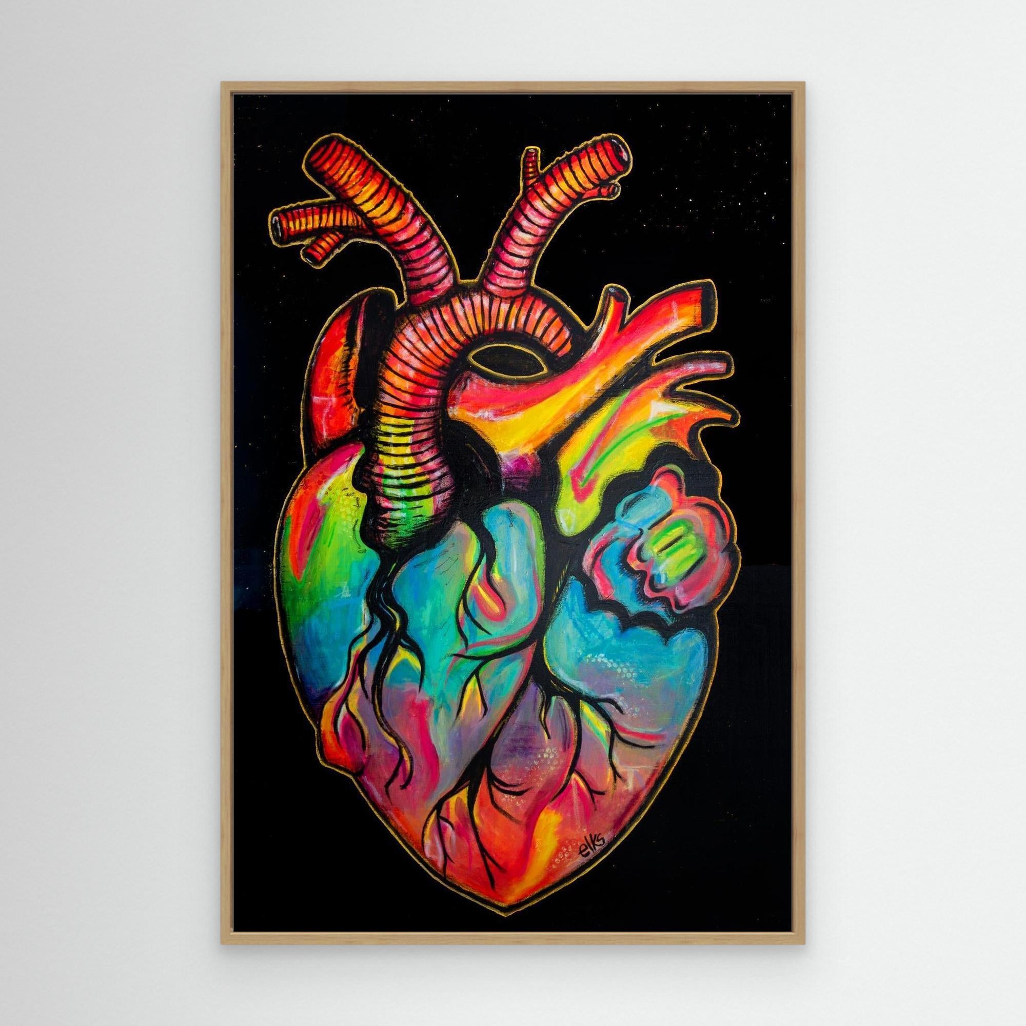 Canvas Art Print - MY RAINBOW BEATING HEART - Nancy Elks Artist