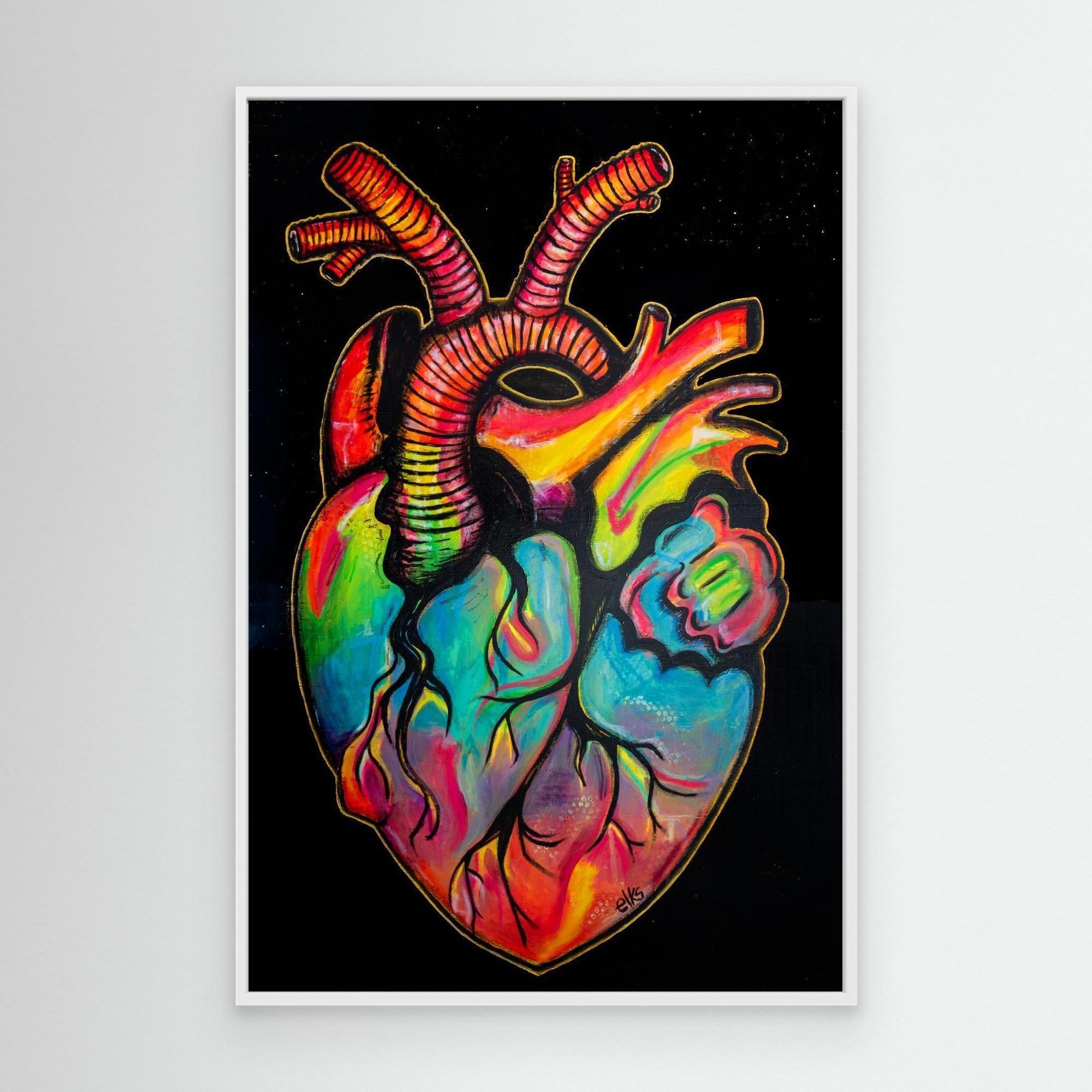 Canvas Art Print - MY RAINBOW BEATING HEART - Nancy Elks Artist