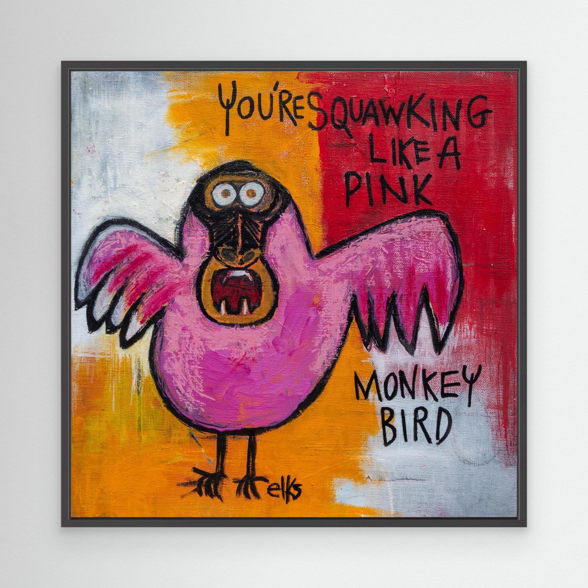 Canvas Art Print - PINK MONKEY BIRD (from the 12” Collection) - Nancy Elks Artist