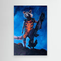 Colorful rocket canvas wall art by Nancy Elks Artist, vibrant space-themed print on a stretched canvas without a frame.